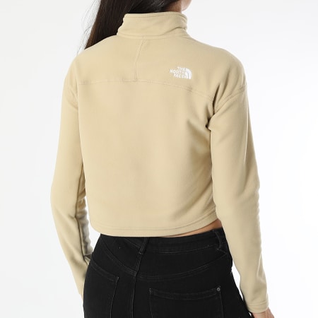 The North Face - Sweat Crop Col Zippé Polaire Femme Glacier A855N Beige