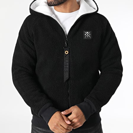Watts - Sweat Zippé Capuche Réversible Sherpa 1SHADE Noir Blanc