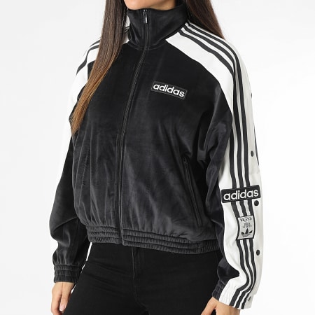 Adidas Originals Chaqueta con cremallera a rayas para mujer ABRK IW5581 Negro Blanco Ryses