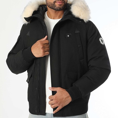 Comme Des Loups - Parka Fourrure Chauffante Slim Fit Chicago Noir Blanc