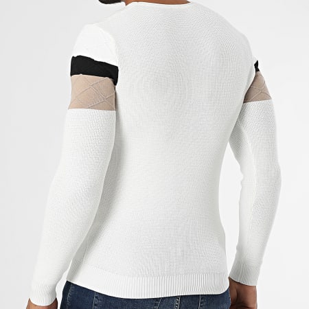 John H - Pull Blanc Noir Beige