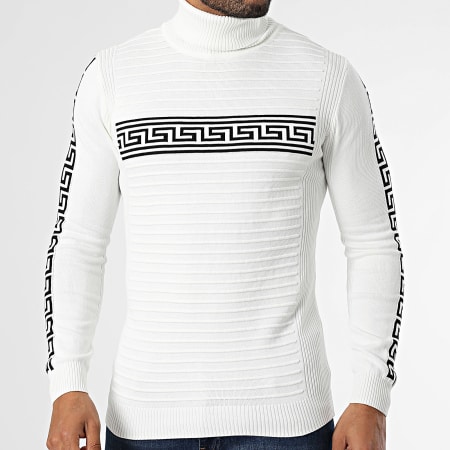 John H - Pull Col Roulé Blanc Renaissance