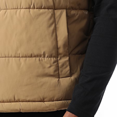 John H - Edredón camel sin mangas con capucha