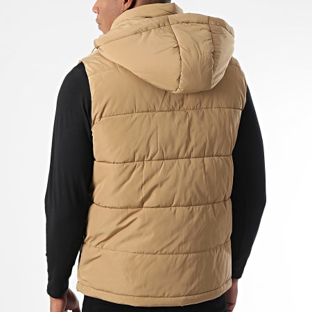 John H - Edredón camel sin mangas con capucha
