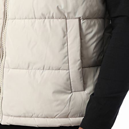 John H - Chaqueta beige sin mangas con capucha