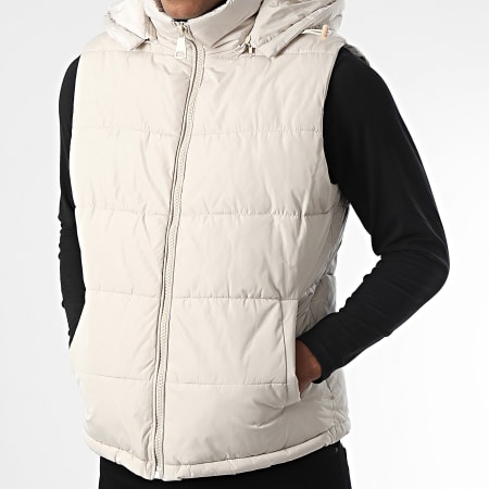 John H - Chaqueta beige sin mangas con capucha