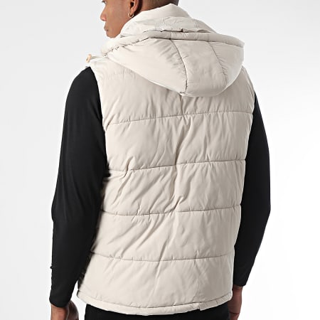 John H - Chaqueta beige sin mangas con capucha