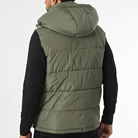 John H - Chaqueta sin mangas con capucha verde caqui