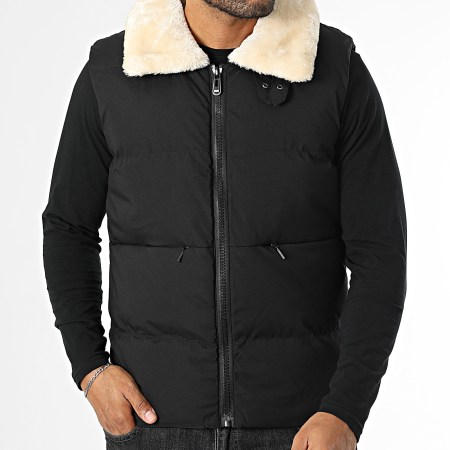 Doudoune Chauffante Sans Manches Noir Beige