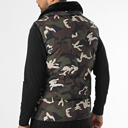 Fusional - Doudoune Chauffante Sans Manches Vert Kaki Beige Noir Camouflage