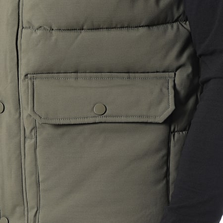 John H - Chaqueta sin mangas con capucha verde caqui