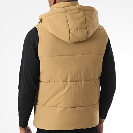 John H - Edredón camel sin mangas con capucha