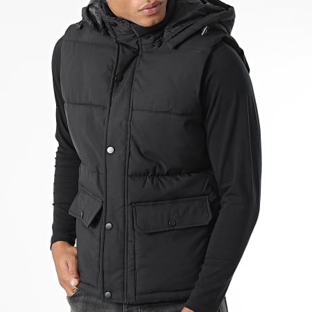 John H - Chaqueta sin mangas con capucha Negro