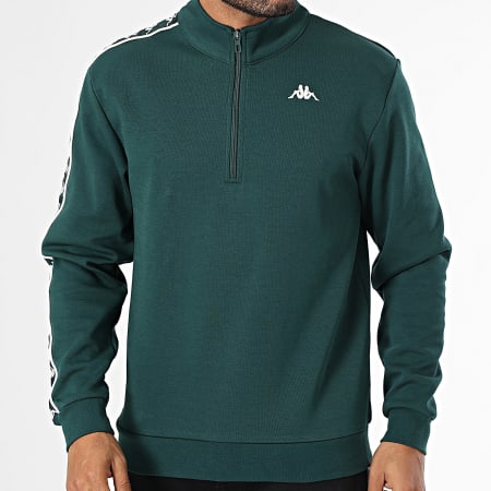 【Kappa】 Kappa - Banda 351K3TW Bottle Green Zip Neck Sweatshirt - Ryses