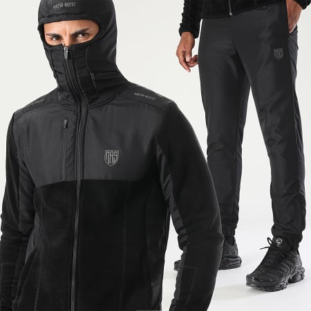 MA9 Mafia Nueve - Conjunto de sudadera con capucha y forro polar reflectante Essential Negro