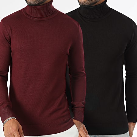 LBO - Lot De 2 Pulls Col Roulé 1201 1285 Noir Bordeaux