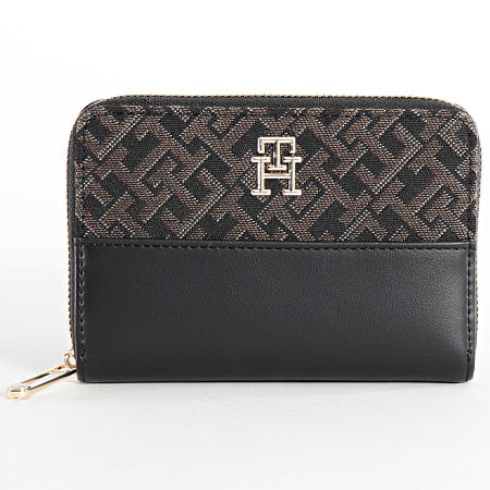Tommy Hilfiger - Portafoglio Jacquard da donna 7153 Nero Marrone