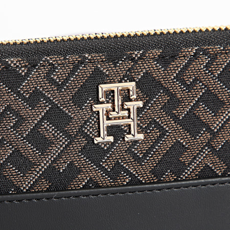Tommy Hilfiger - Portafoglio Jacquard da donna 7153 Nero Marrone