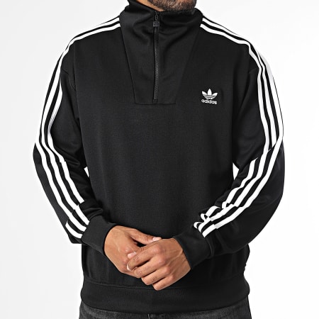 Adidas Originals IZ4803 Sudadera con cuello de cremallera a rayas negra Ryses
