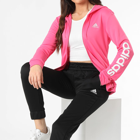 Chandal Linear Mujer IW8633 Negro Rosa