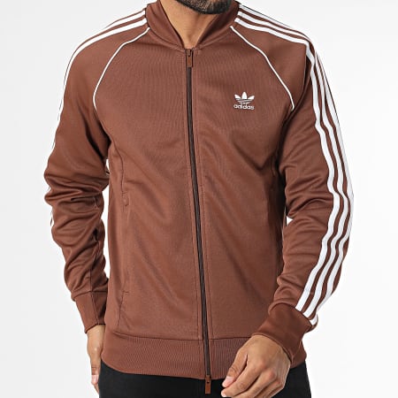 Veste Zippee A Bandes IY9855 Marron