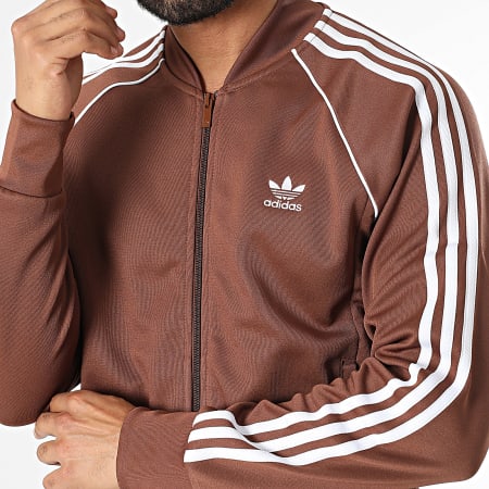 Veste Zippee A Bandes IY9855 Marron