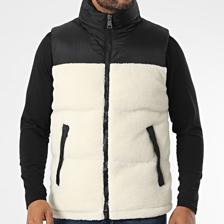 Frilivin - Doudoune Sans Manches Ecru Noir