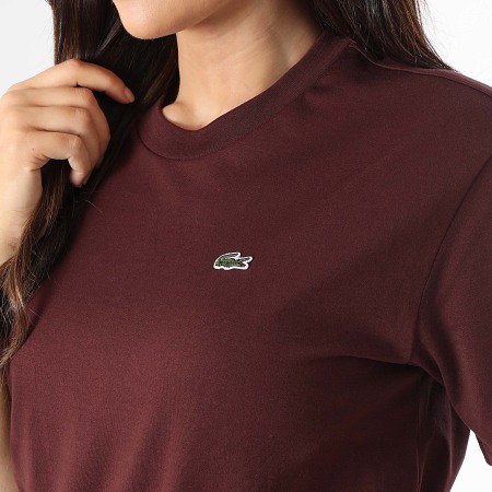 Lacoste Tee Shirt Femme Logo Brode Crocodile Relaxed Fit Bordeaux LaBoutiqueOfficielle
