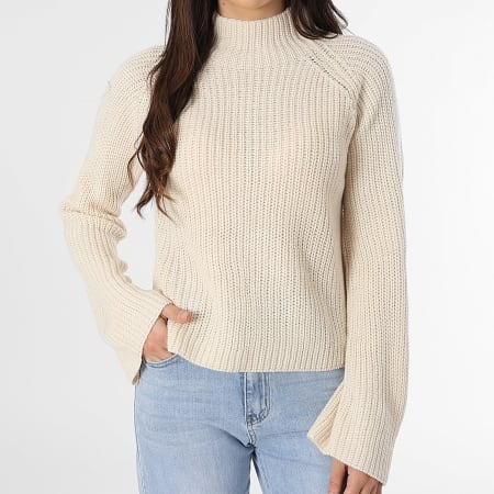 Only - Pull Col Montant Femme Justy Tine Beige Clair