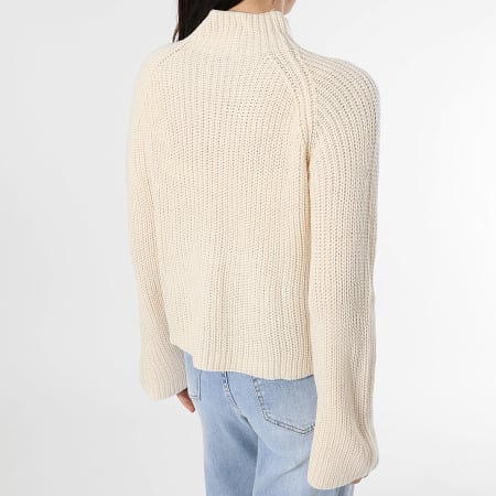 Only - Pull Col Montant Femme Justy Tine Beige Clair