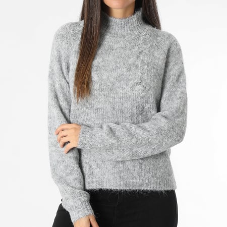 Only - Pull Col Montant Femme Zoey Life Gris Chiné