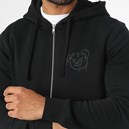 Sale Môme Paris - Sweat Zippé Capuche Nounours Dripping Graffiti Noir