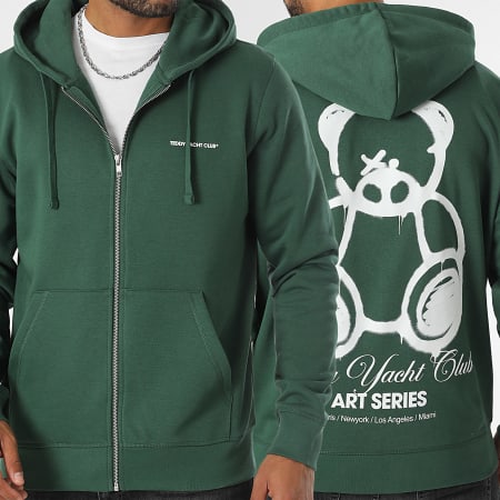 Teddy Yacht Club - Sweat Zippé Capuche Art Series Script Vert
