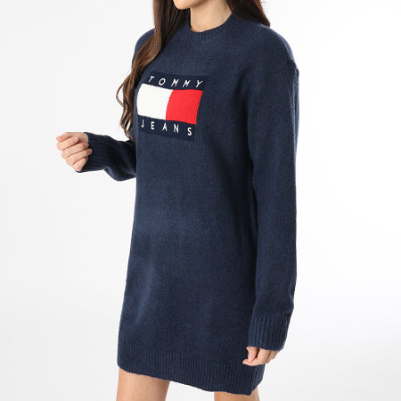 Tommy Jeans Robe Pull Femme Melange Flag 8719 Bleu Marine LaBoutiqueOfficielle