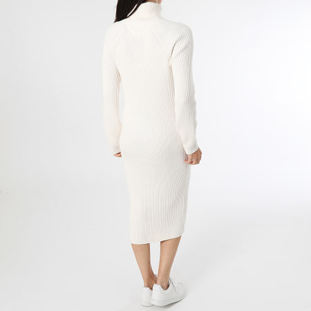 Tommy Jeans - Vestido largo con cuello alto y escudo 9815 Beige