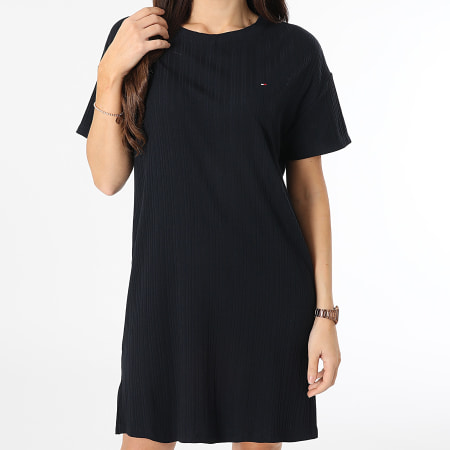 Tommy Hilfiger Robe Tee Shirt Femme Rib Jersey Nightdress 5569 Bleu Marine LaBoutiqueOfficielle