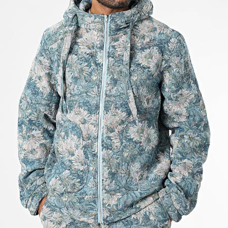 Frilivin - Ensemble Sweat Zippé Capuche Et Pantalon Bleu Clair