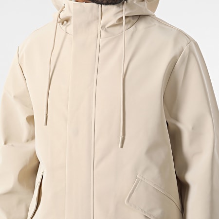 Frilivin - Chaqueta larga con capucha y cremallera beige
