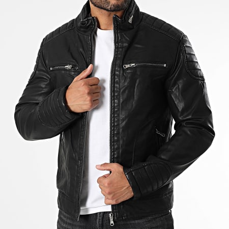 Kymaxx - Veste Simili Cuir Noir