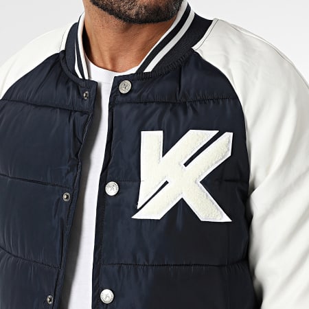 Kymaxx - Veste Teddy Bleu Marine Blanc