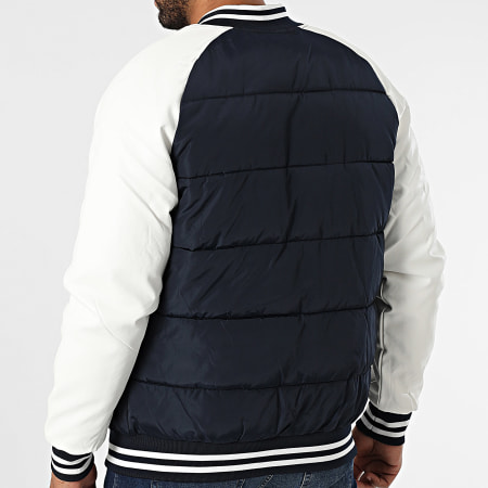 Kymaxx - Veste Teddy Bleu Marine Blanc