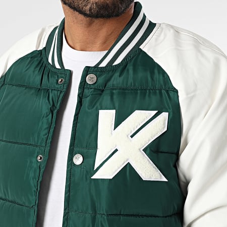 Kymaxx - Veste Teddy Vert Blanc