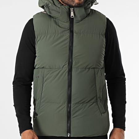 Kymaxx - Chaqueta sin mangas con capucha verde caqui