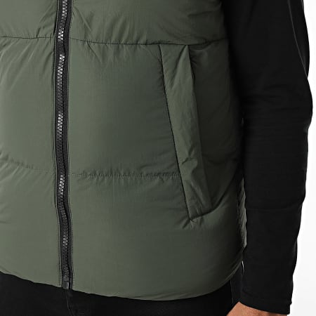 Kymaxx - Chaqueta sin mangas con capucha verde caqui