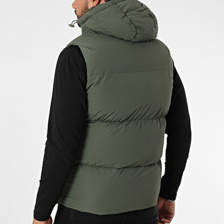 Kymaxx - Chaqueta sin mangas con capucha verde caqui