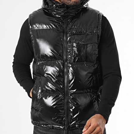 KZR Doudoune Sans Manches Capuche Noir