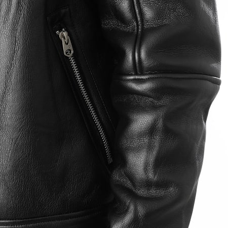 KZR - Chaqueta de piel sintética con cremallera negra