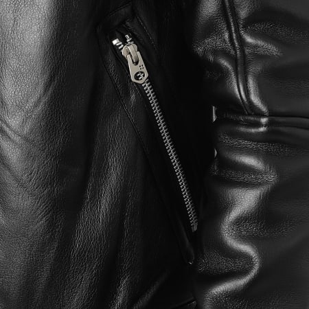 KZR - Veste Simili Cuir Zippée Noir