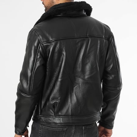 KZR - Veste Simili Cuir Zippée Noir