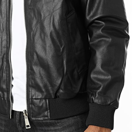 KZR - Veste Simili Cuir Zippée Noir